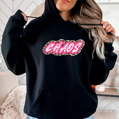 Dames Hoodie Chaos leopard- Panterprint - Maat XXL Heerlijke warme zwarte hoodie.
