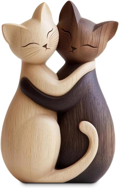 JeiibrZui Houten Deco Katze 2D - Leuk Cadeau Voor Kattenliefhebbers - Houten Figuur Voor Woonkamer En Kantoor - Schattige Decoratie Voor Plank - Natuurlijke Houtnerf - Eén Stuk