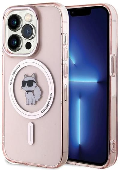 Karl Lagerfeld Choupette - Hoesje - iPhone 15 Pro - MagSafe - Roze