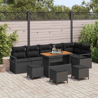 vidaXL - Tuinbank - Set - 10 - st - 9-Aantal - zitplaatsen - Zwart