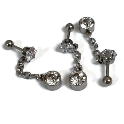 Aramat Jewels | Piercings | Helixpiercing Tragus Piercing met Ketting | | | |4mm | Staal | Volwassenen | Verkleurd niet