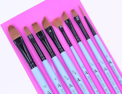 Monalisa multifunctionele penseelset voor kunstenaars (serie 30) in verschillende soorten en maten | 8 stuks | Fijne detail synthetische penselenset voor aquarel, acryl en olieverf | duurzaam & maatvast