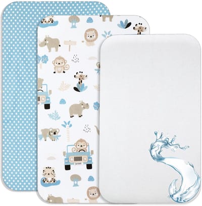 Unyqoos ® Zachte en Veilige 3-delige Bedset voor Baby's met Waterdichte Matrasbeschermer en Katoenen Hoeslakens
