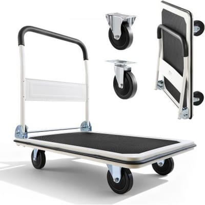 VEVOR Opvouwbare Platformwagen, 300 Kg Draagvermogen, Transportwagen met Zwenkwielen, Handwagen met Antislipcoating op het Laadoppervlak, Transporthulpmiddel voor Eenvoudige Opslag, 900x610x870 mm Rolwagen