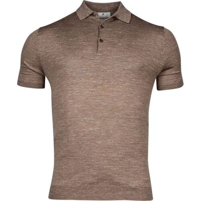 Thomas Maine Polo Pullover Short Sleeve Single Knit Merino Linnen Zijde Honey Brown / male