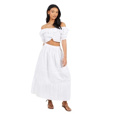 Brave Soul Dames/Dames Bardot Gewaad Top (Wit)