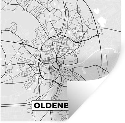 Muurstickers - Sticker Folie - Kaart - Stadskaart - Duitsland - Oldenburg - Plattegrond - 100x100 cm - Plakfolie - Muurstickers Kinderkamer - Zelfklevend Behang XXL - Zelfklevend behangpapier - Stickerfolie