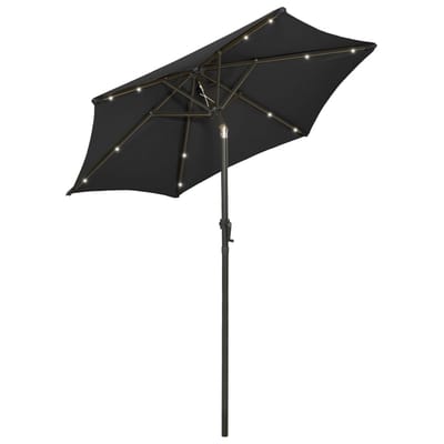vidaXL - Parasol - met - LED-verlichting - 200x211 - cm - aluminium - zwart