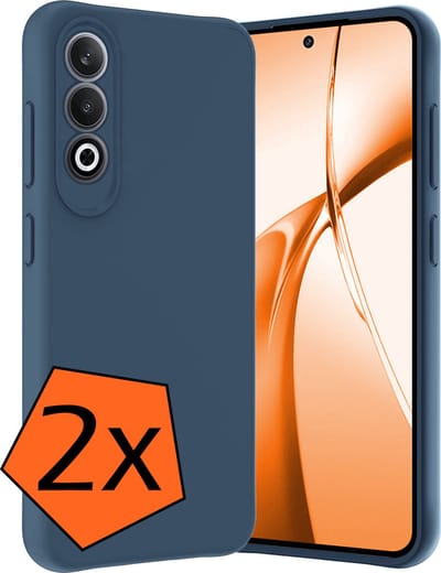 Hoes - 2 Stuks - Geschikt voor OnePlus Nord CE4 - Sterk & Shockproof - Case Siliconen - Back Cover - Telefoon Hoes - Donkerblauw