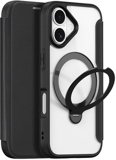 Dux Ducis Hoesje - Geschikt voor iPhone 17 Hoesje - Dux Ducis Skin X Pro Series Book Case - Kickstand Ring - MagSafe Compatible - Zwart