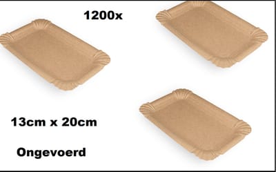 1200x Schaaltje karton 13cm x 20cm ongevoerd kraft FSC® gecertificeerd - snacks food festival take away thema feest