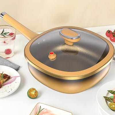 Koekenpan met deksel - Gietijzeren pan - Omelet bakken - Krasbestendige coating - 30 cm - Zwart