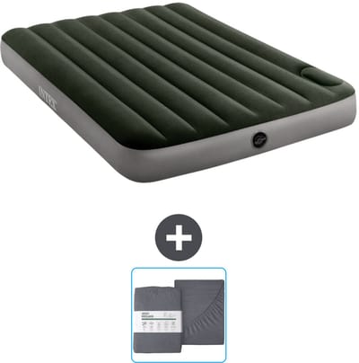 Intex Luchtbed - Twijfelaar - 137 x 191 x 25 cm - Groen - Inclusief en Hoeslaken