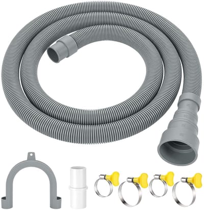 Dailygoods- Verlengslang 1 m - Universele Set - Verbindingsstuk - Klemmen - Hoekhouder - Flexibele Uitlaatverlengset - Afvoerslang