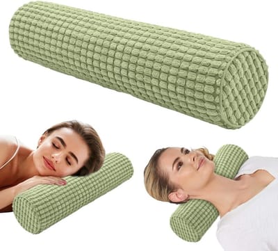 Orthopedisch Nekrol Kussen van Geheugenfoam, 11 x 45 cm, Wasbaar en Ondersteunend voor Nek en Knie, Groen