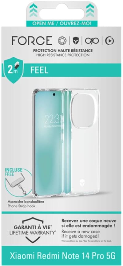 Force Case, Hoesje geschikt voor Xiaomi Redmi Note 14 Pro - Versterkt 2m, Transparant