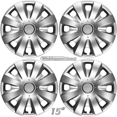 Wieldoppen set 15" passend voor VW VOLKSWAGEN CADDY 2003- zilver + chroom ring. Set a 4 stuks (0321)