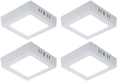 LED plafondlamp woonkamerverlichting halverlichting opbouw paneel vierkante keukenlamp, wit kunststof, 6W 660lm 6500K koel wit, L 12 cm , set van 4