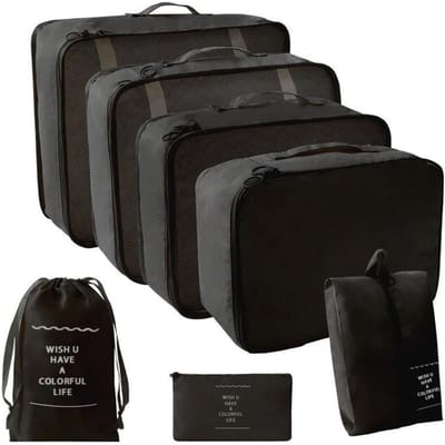7 Stuks/Set Reisorganizer Opbergzakken Koffer Pakzakken Set Hoesjes Draagbare Bagage Kleding Schoenen Opruimzak Opvouwbaar.-zmt