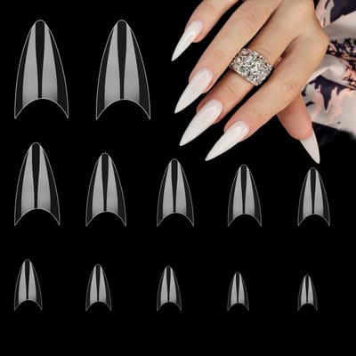Dailygoods- Nageltips 500 Stuks - Half-dekkende Amandelvorm - Transparant - Nagelkunst - Nageltechnici - Geschikt voor Doe-het-zelf - Nail Tips