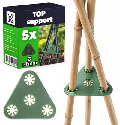 KADAX driehoeksverbindingsstuk voor plantstokken, set van 5, paalverbindingsstuk met 4 openingen (Ø 14 mm) voor het bouwen van een stabiele klimsteun voor tomaten, bonen, erwten