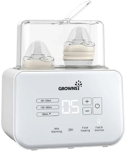 Grownsy Baby Flessenwarmer, Grownsy 8-in-1 snelle melk verwarmer met timer, geschikt voor 2 flessen, nauwkeurige temperatuurregeling, met ontdooien, steriliseren, bewaren, verwarmen van potjes babyvoeding