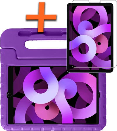 Hoesje - Geschikt voor Apple iPad Air 6 (2024) - 11 inch - 6e Generatie - M2 - Met Screenprotector - Kinderhoes Shockproof Bumper - Kidsproof Case - Tablet Hoes - Kinder Hoes Cover - Paars