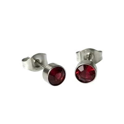Aramat Jewels | Oorbellen | Oorstekers – Staal Kristal Rood Zilverkleur (5mm) | | | |5mm | Staal | Kinderen, Volwassenen | Verkleurd niet