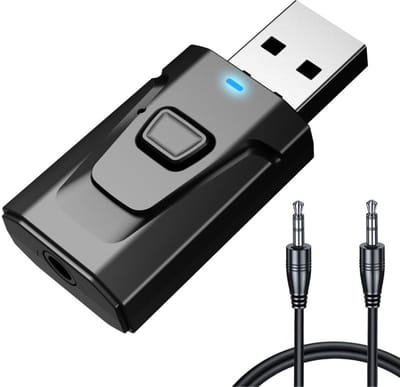 Bluetooth adapter USB 5.0 2-in-1 (zender en ontvanger), draadloze stereo-audio met 3,5 mm jack voor tv, pc, auto, luidspreker, hoofdtelefoon, handsfree, zonder latentie