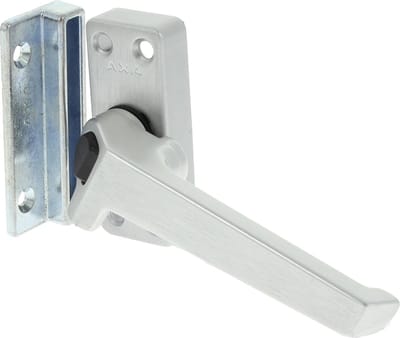 AXA Raamsluiting (model 3308) Geslepen Aluminium: met drukknop en nok rechts - inclusief opbouwsluitkom