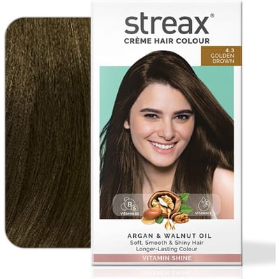 Streax Permanente Haarkleur 4.3 Goudbruin 120 ml Verpakking van 1 Langhoudende Crème Haarkleur Vrouwen beige