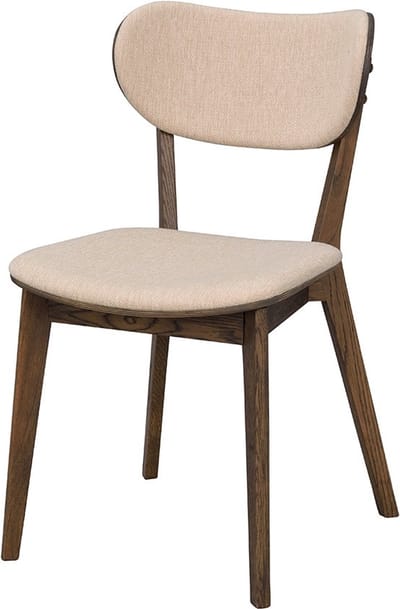 Rowico Home Kato Eikenhouten Eetkamerstoel - Donker Eiken - Met Beige Zitting - Hout - Stof - Scandinavisch