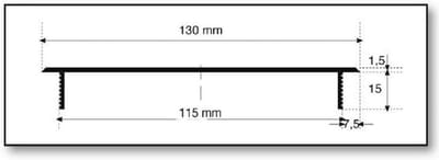 Ventilatierooster Aluminium - 130 mm breed in diverse lengtes en kleuren