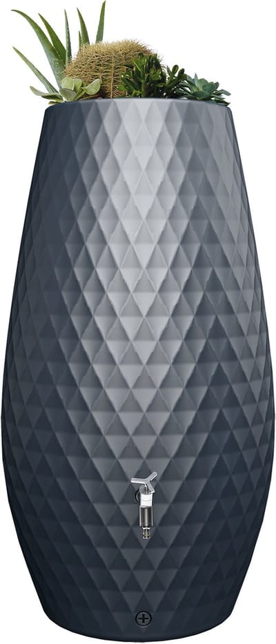 GARANTIA TRIAGON 2in1 beplantbare regenton 230 Liter graphite grey met geïntegreerde plantenschaal
