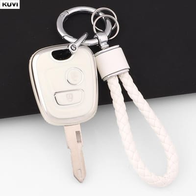 Roze TPU Auto Afstandsbediening Slimme Sleutel Hoes Cover Shell Fob Sleutelhanger Voor Peugeot 107 206 207 307 Voor Citroen C1 C2 C3 C4 Voor Toyota Aygo white