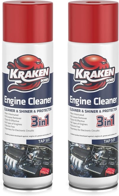 KRAKEN BOND Motorreiniger / Ontvetter Spray 360 ml – Krachtige Non-Chlorinated Formula – Hoog Oplossend Vermogen – Residuvrij – Voor Auto’s, Motoren & Machines - 2 Stuks