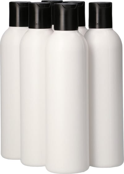 6 x ronde Plastic Fles 250 ml mat doorzichtig + Disc-top zwart- BPA Vrij - Niet Breekbaar - Plastic Flesjes Navulbaar - Met Dop - Lege Flessen - 6 stuks