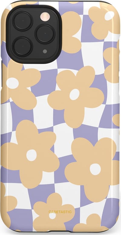 Casetastic hoesje geschikt voor Apple iPhone 11 Pro - Dubbellaagse bescherming - Madeliefjes feest - Fashion Case - Zand Wit Lila Zilver