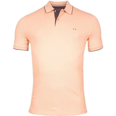 Giordano Polo Nico Signature Two-Ply Supima Cotton Piqué Tipping Detail Pastel Salmon / male