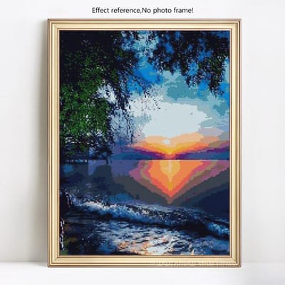 Peinture Diamant 5D DIY Broderie Bord de Mer Lever de Soleil Mosaïque Diamant Point de Croix Strass 20X30CM