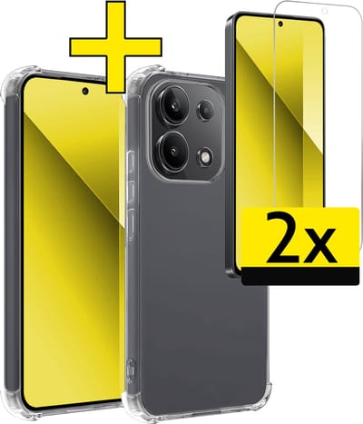 Hoesje - Met Screenprotector - 2 Stuks - Geschikt voor Xiaomi Redmi Note 13 4G - Sterk & Shockproof - Siliconen Case - Back Cover - Telefoon Hoes - Shock Proof - Telefoonhoesjes - Transparant