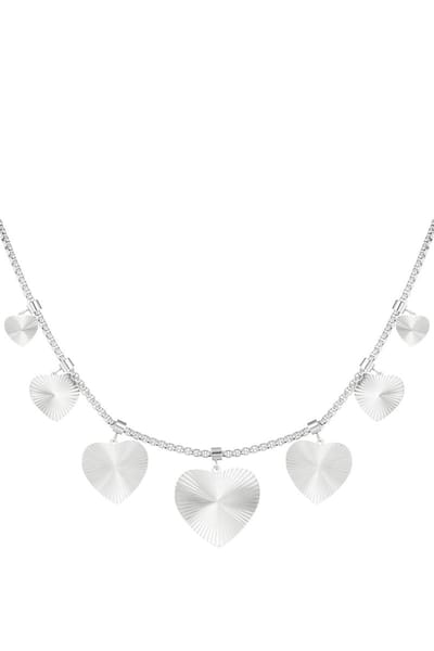 Bijoutheek Collier Hartjes Structuur Zilver