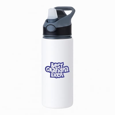 Hacebo® - best granpa ever waterfles met rietje zwart - Opa - opa - cadeautje - kado - beste ooit - water fles - 650ML