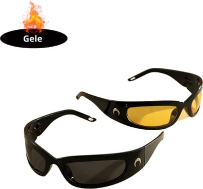 Bovista - Festival Bril - Rave - Space - Techno - Freaky Glasses - Heren - Dames - Zonnebril - Zwart/Geel + Zwart/Grijs