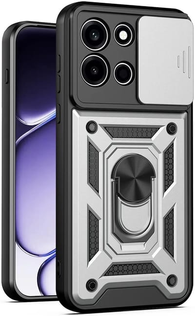 Hoesje geschikt voor OnePlus Nord 6 - Phonesta CamShield Back Cover met Camera Slider - Zilver
