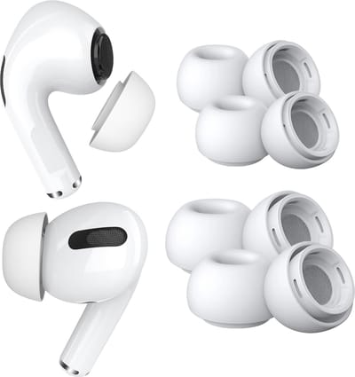 MMOBIEL 4 Paar Vervangende Oordopjes Tips Geschikt voor AirPods Pro Gen 1 & 2 - Antislip Siliconen Oordopjes met Ruisonderdrukkingsgat, Draagbare Opbergdoos en Passen in Oplaadcase – 2x S, 2x M – Wit
