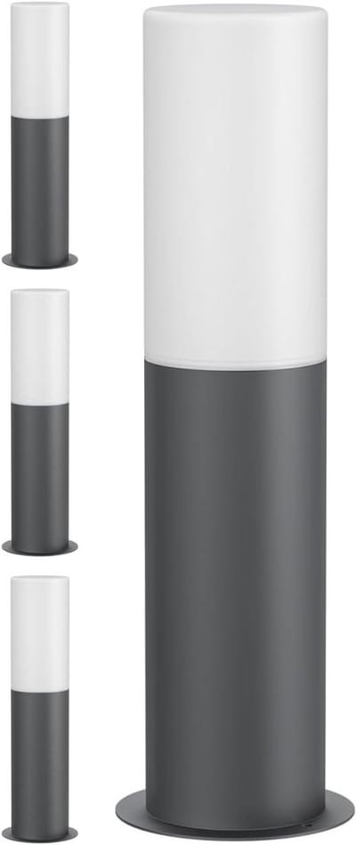 Paalverlichting Set - Buitenlampen Tuin - Pad Verlichten - Roestvrij Staal Glas - 41cm Hoog - Antraciet