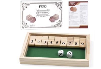 Flero Shut The Box - 1 Speler - Dobbelspel - Tactiek- en Rekenspel (1-9) - Bordspel, Educatief Speelgoed, Leerspel voor Kinderen en Volwassenen - Montessori Klepspel, Familiespel, Reisspel, Cadeau voor Jong en Oud