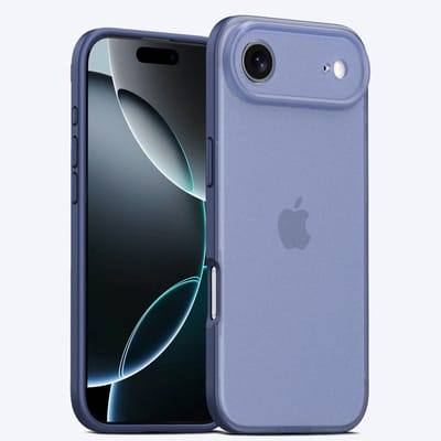 Mobiq - Frosted Rugged Bumper Hoesje geschikt voor iPhone 17 Air - blauw