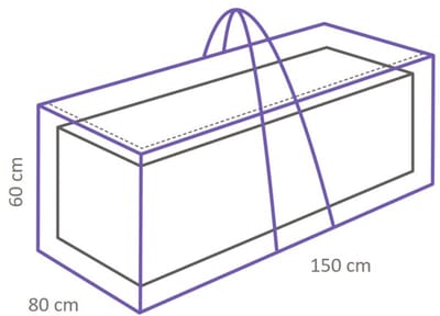 Winza outdoor cover - kussentas - 150x80x60 -720ltr - met rits - met draaghandels - donkergrijs